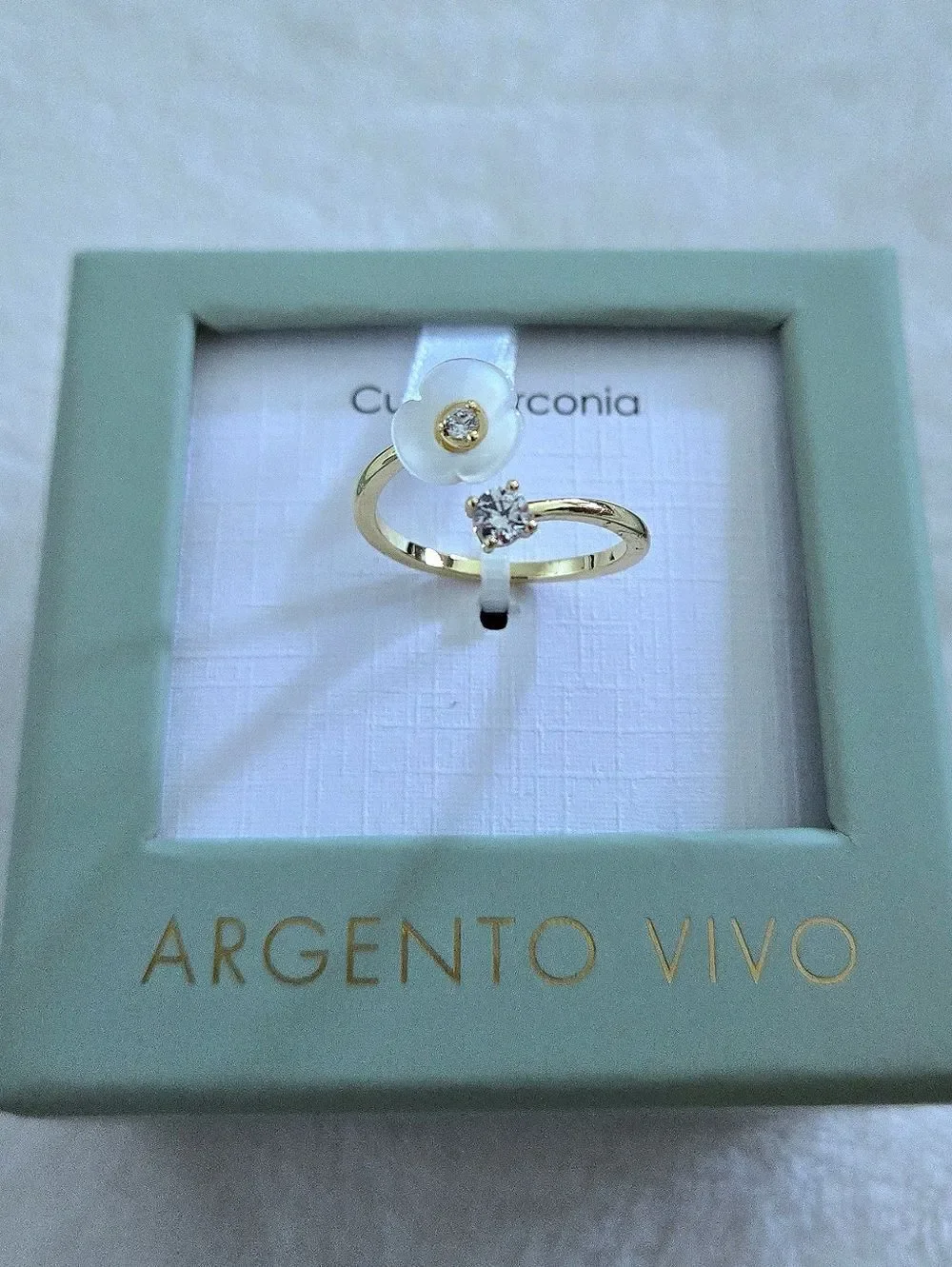 Argento Vivo Flower and Cubic Zirconia Bypass🔁 Ring💍